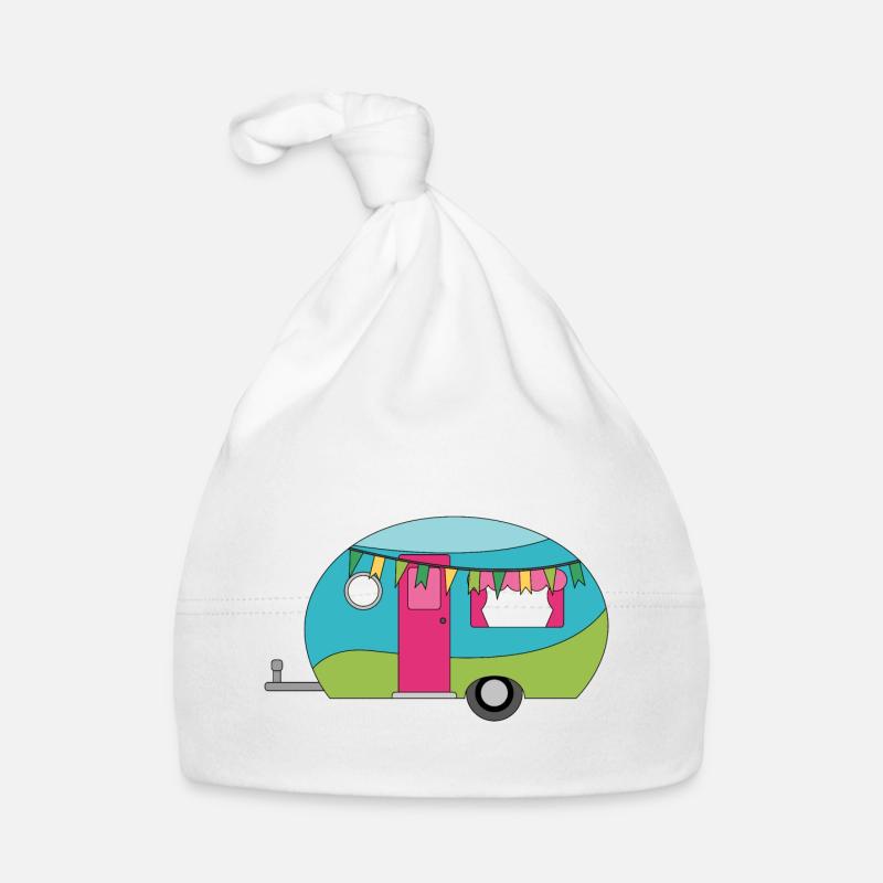 Caravane Camping Drôle - Bonnet bio Bébé - blanc