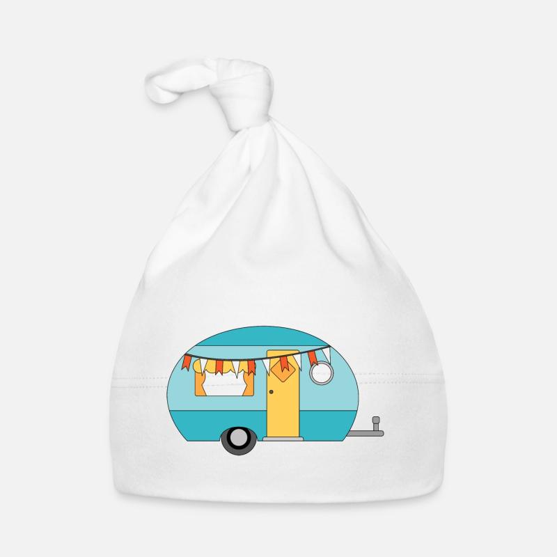 Caravane Camping Drôle - Bonnet bio Bébé - blanc