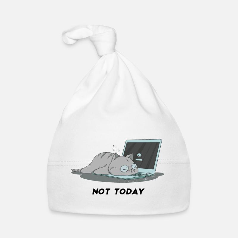 Sleeping cat not today - Organic Baby Cap - white