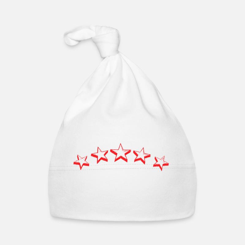 Étoiles rouges - Bonnet bio Bébé - blanc