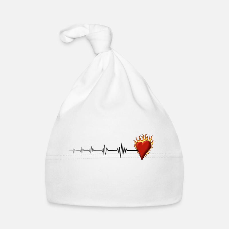 Cœur brûlant - Bonnet bio Bébé - blanc