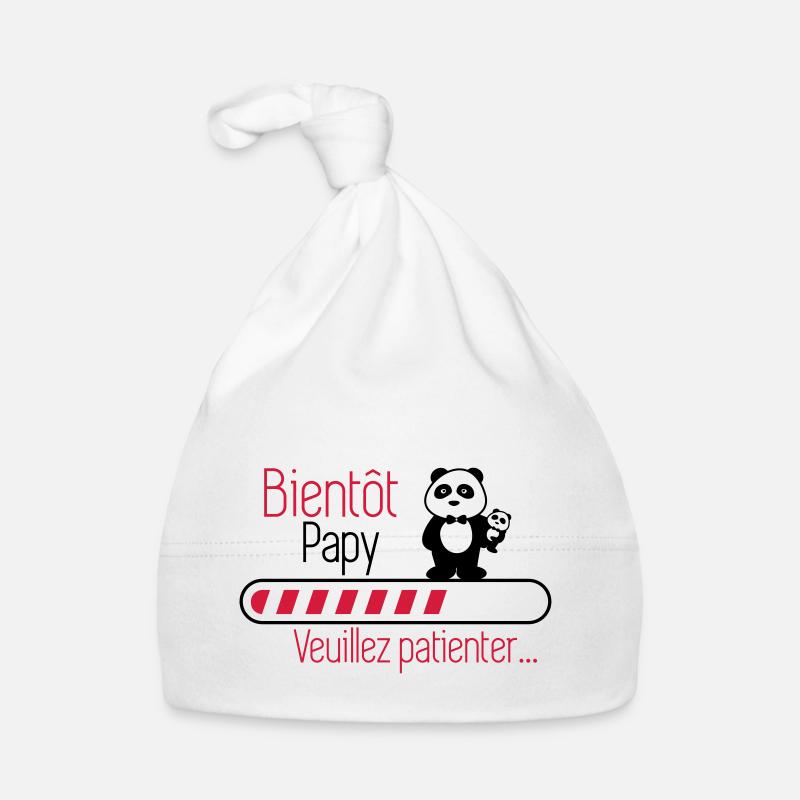 Bientôt papy - Futur Papi - Bonnet bio Bébé - blanc