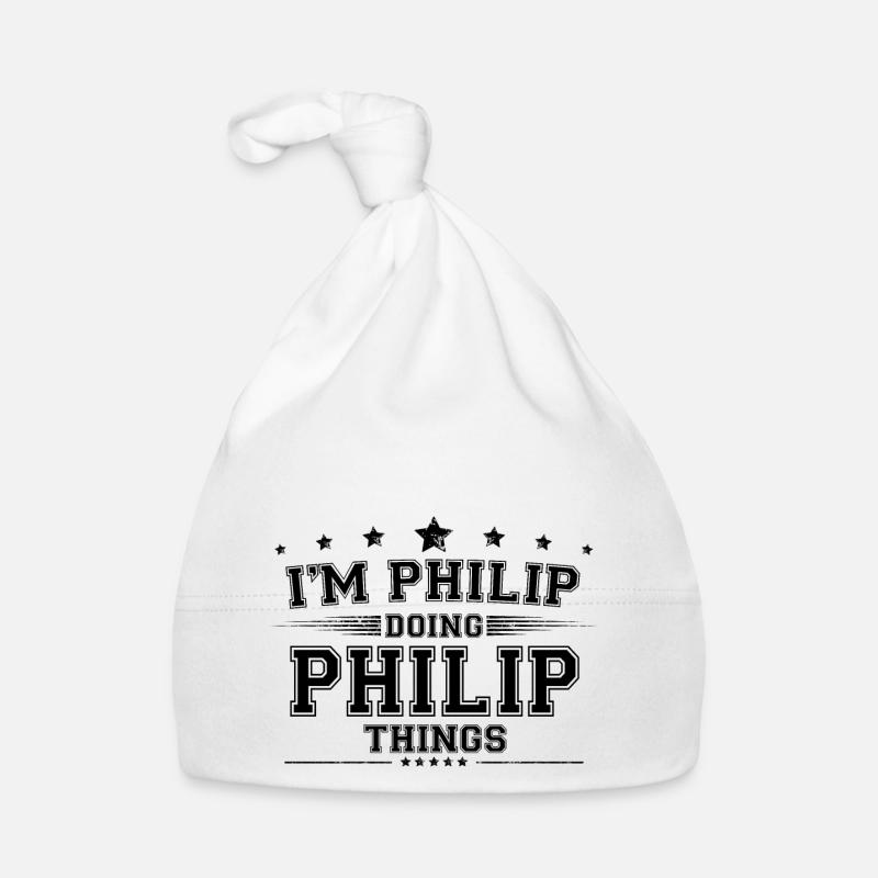 Ich bin Philip, der Philip Dinge macht - Baby Bio-Mütze - Weiß
