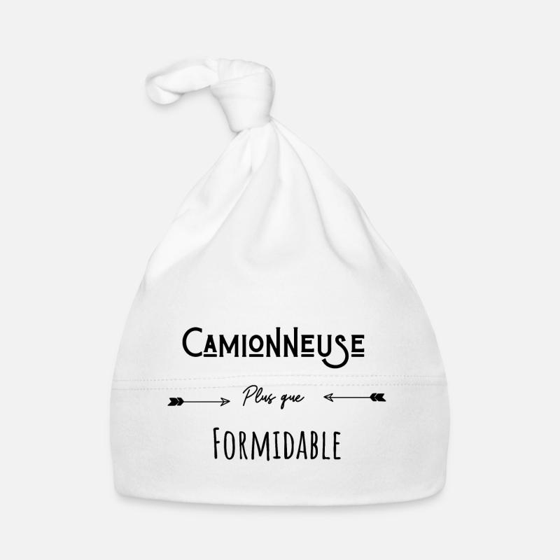 Camionneuse plus que formidable humour citation - Bonnet bio Bébé - blanc