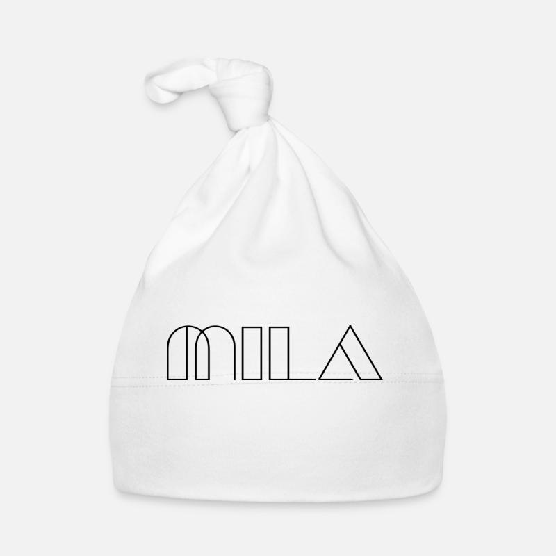 Name Mila Modern Schwarz Baby Bio-Mütze