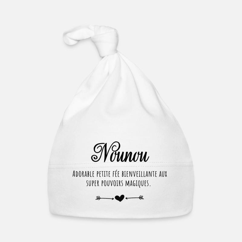 Nounou adorable fée - Bonnet bio Bébé - blanc