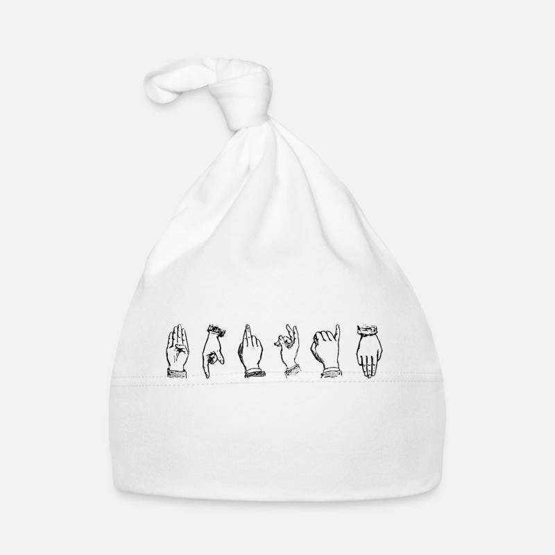 langue des signes LSF idée cadeau - Bonnet bio Bébé - blanc