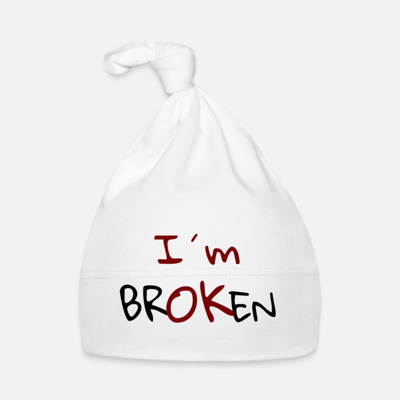 Je suis Broken Design - Bonnet bio Bébé - blanc
