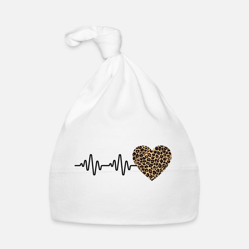 heart leopard heartbeat gift idea Organic Baby Cap