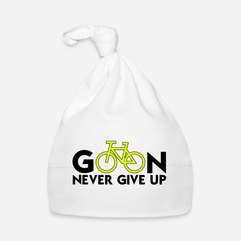 continuer ne jamais abandonner (cyclisme) penser positif - Bonnet bio Bébé - blanc
