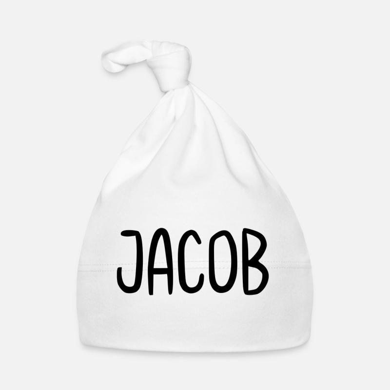 Jacob Custom Name Schriftart Text Geburtstag Baby Bio-Mütze
