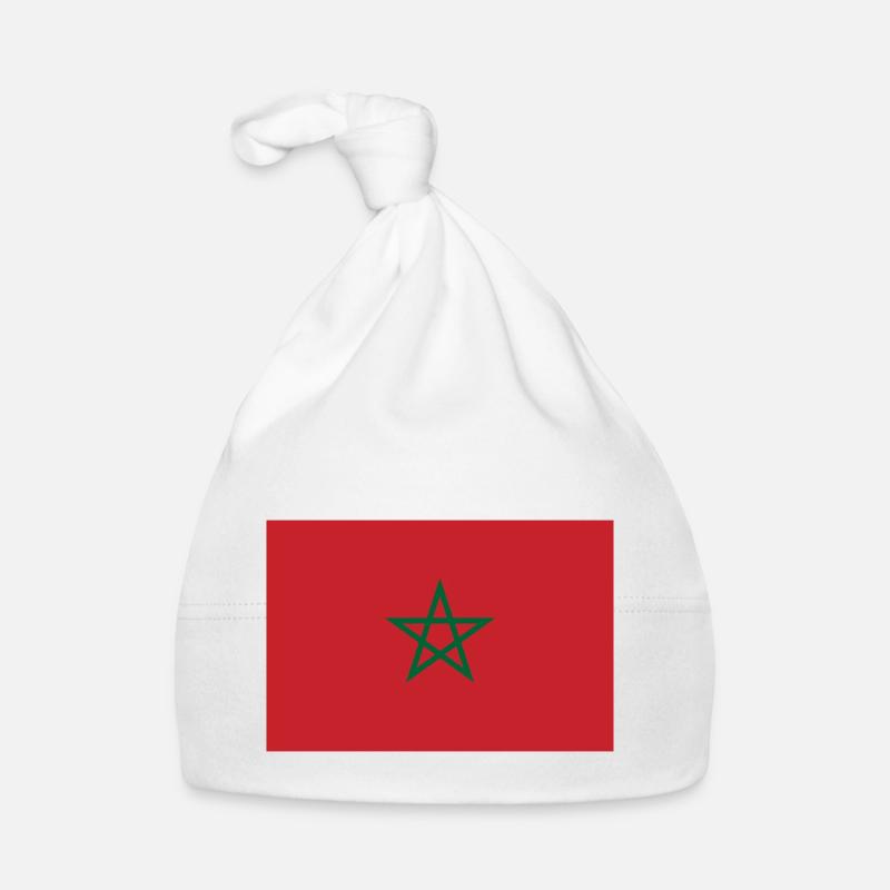 Drapeau Maroc / Moroccan flag - Bonnet bio Bébé - blanc