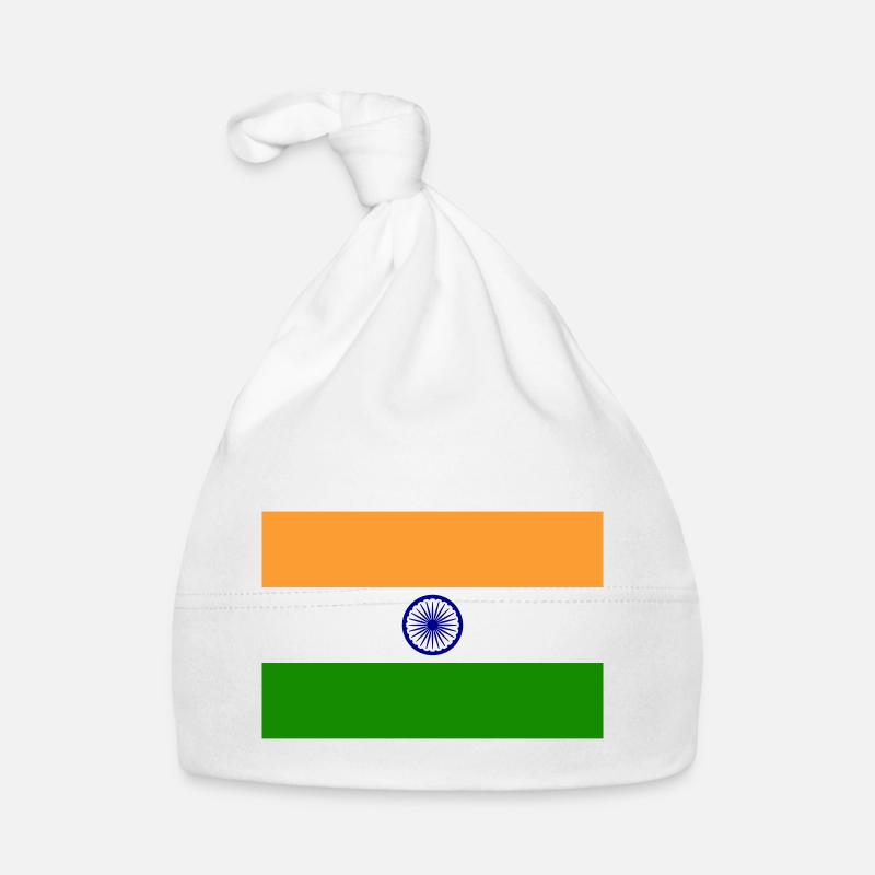 Drapeau Inde / Indian flag - Bonnet bio Bébé - blanc