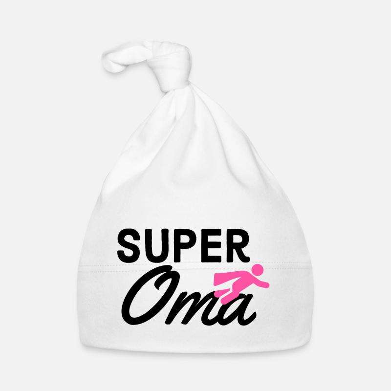 Super Oma Text mit Figur flieger Geschenkidee Baby Bio-Mütze