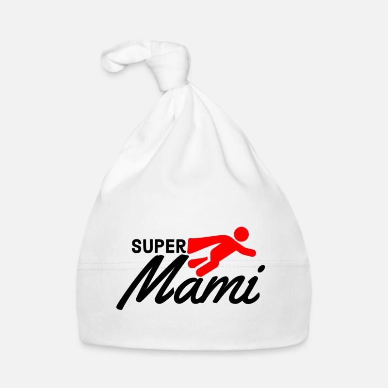 Super Mami Text mit Figur flieger rot Muttertag Baby Bio-Mütze