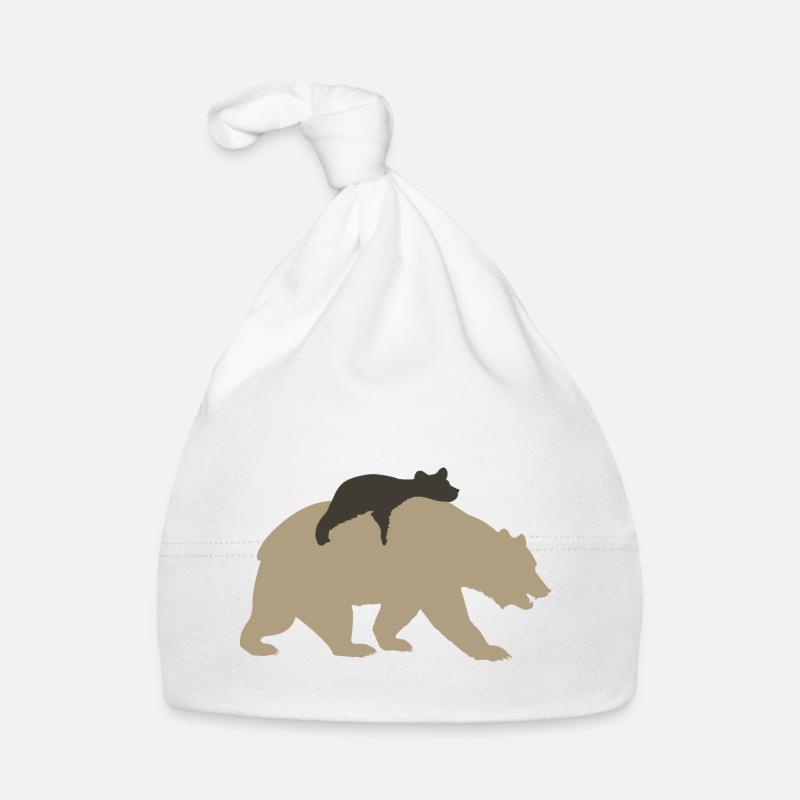Bär mit Jungem Baby Bio-Mütze