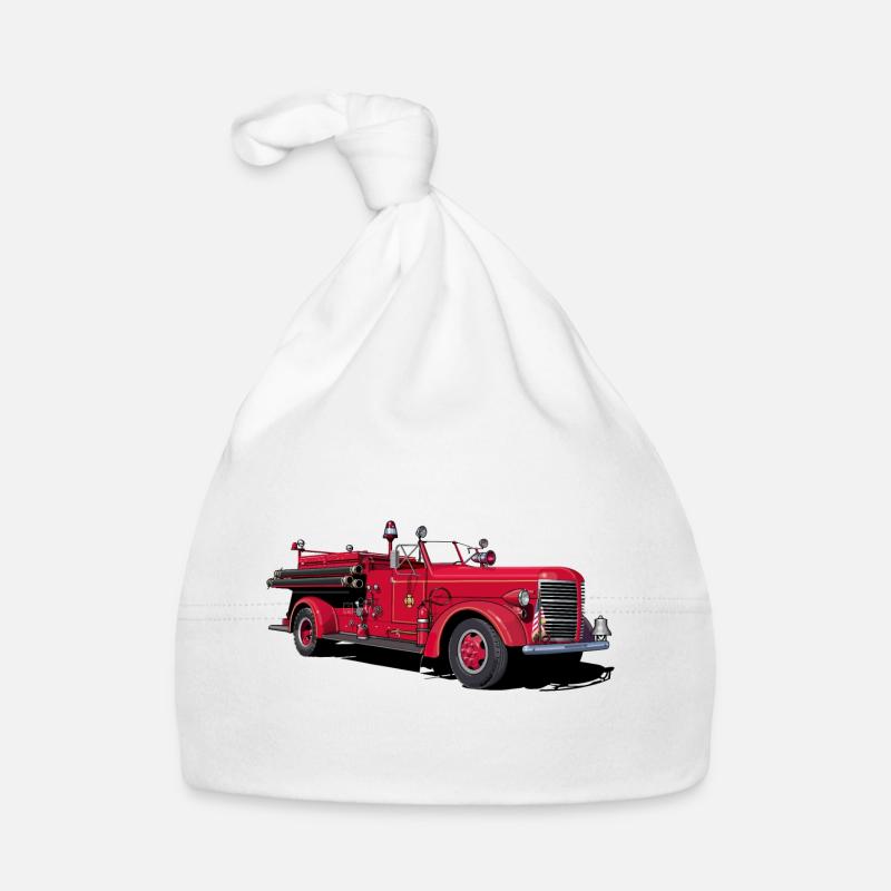 Fire engine vintage car Organic Baby Cap