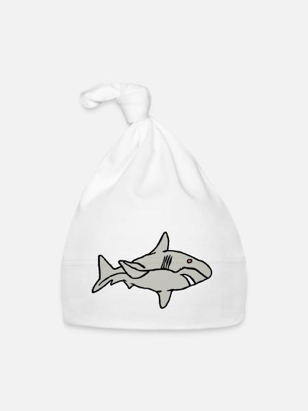Fish Shark Predator Predator Water Graffiti Ocean - Organic Baby Cap - white - Front