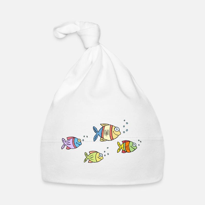 Poisson Cichlide Eau Mer Graffiti Dessin Bonnet bio Bébé