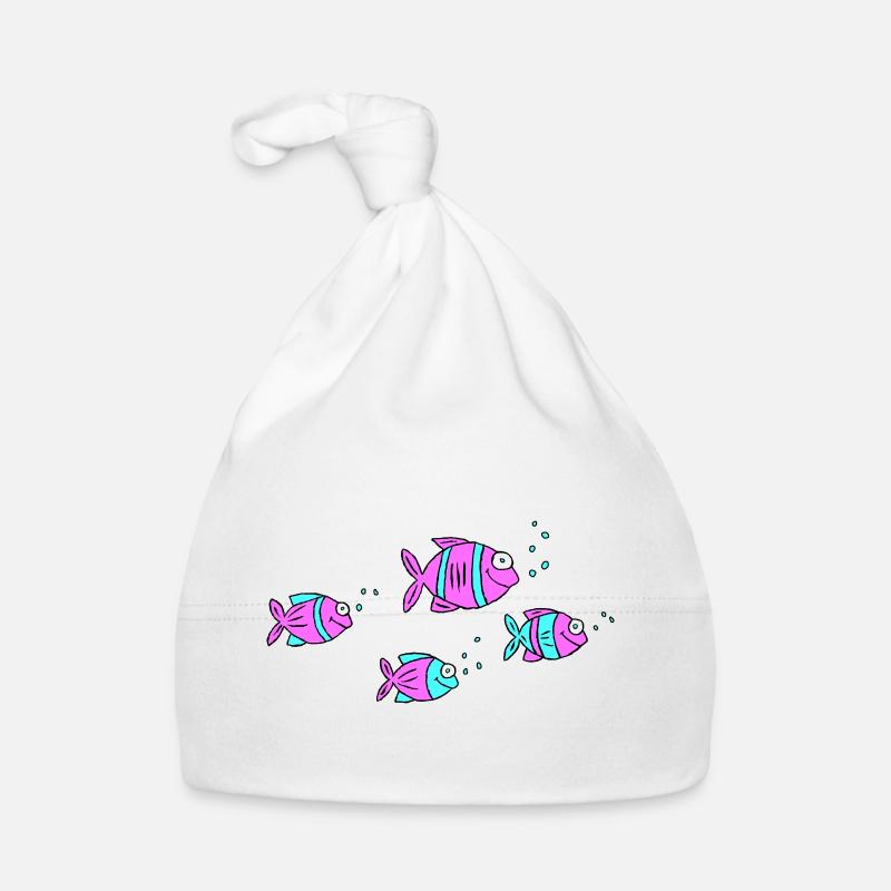 Poisson Cichlide Eau Mer Graffiti Dessin Bonnet bio Bébé