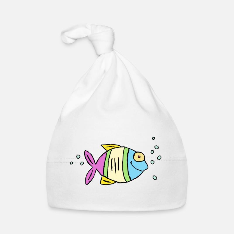 Poisson Cichlide Eau Mer Graffiti Dessin Bonnet bio Bébé