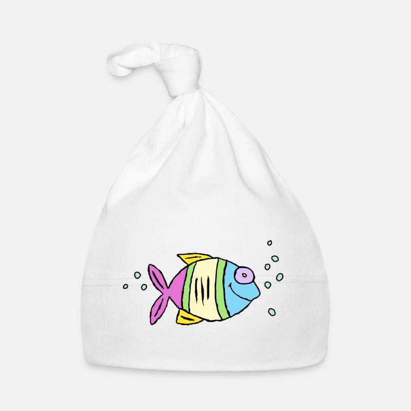 Poisson Cichlide Eau Mer Graffiti Dessin Bonnet bio Bébé