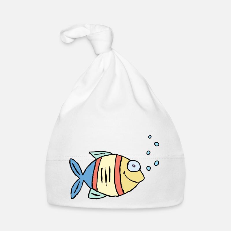 Poisson Cichlide Eau Mer Graffiti Dessin Bonnet bio Bébé