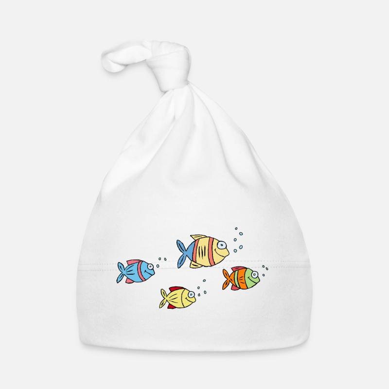 Poisson Cichlide Eau Mer Graffiti Dessin Bonnet bio Bébé