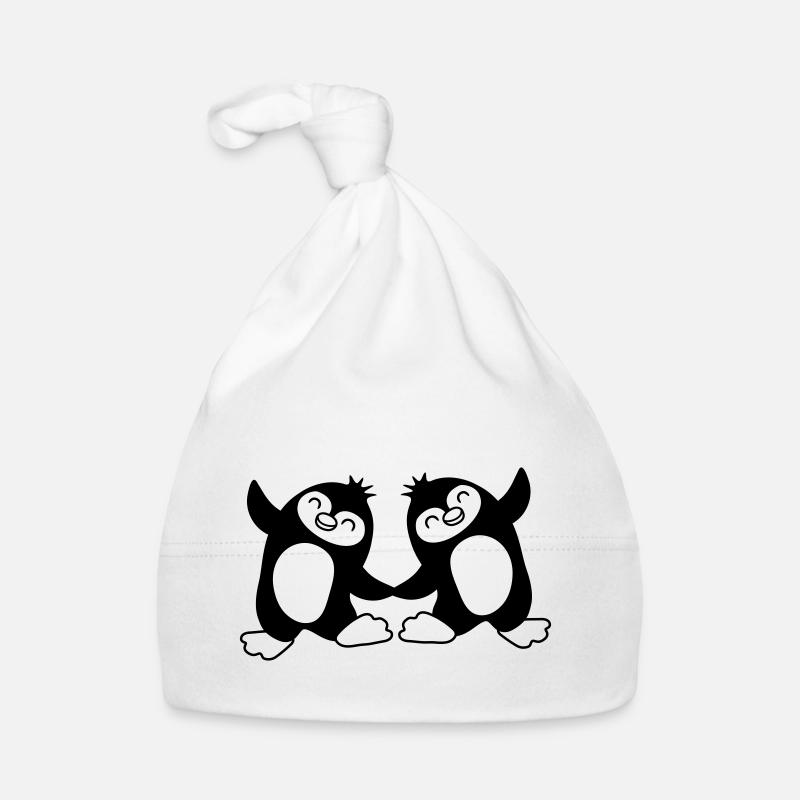 Un couple de pingouins danse doucement Bonnet bio Bébé