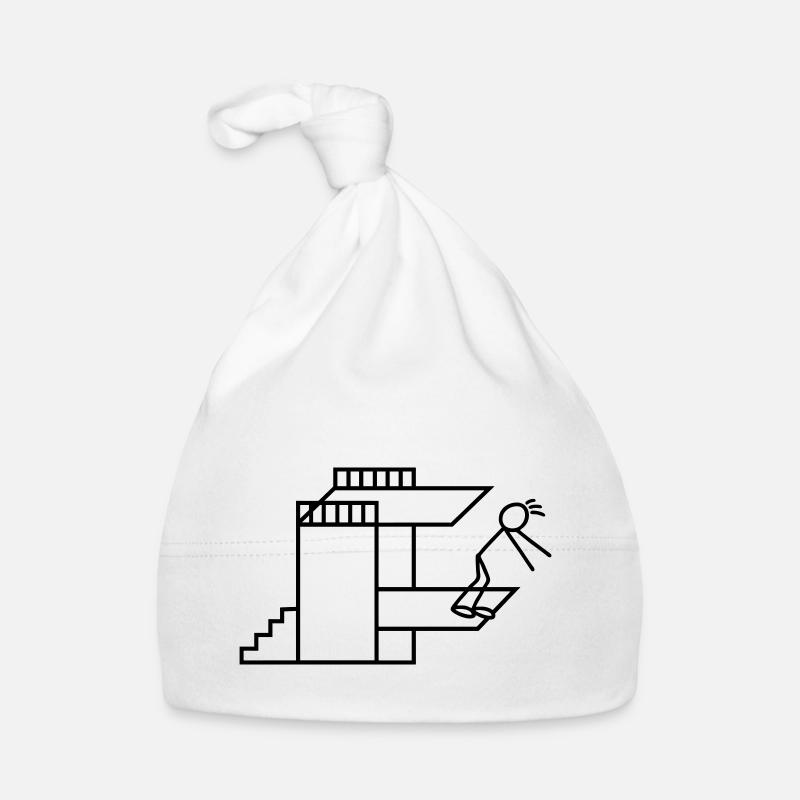 Springboard Tower Diving Diver - Organic Baby Cap - white
