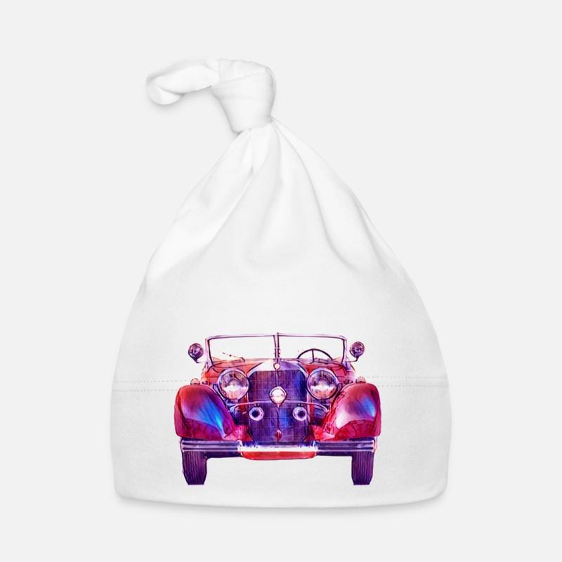 Red-Blue Classic Classic Car Organic Baby Cap