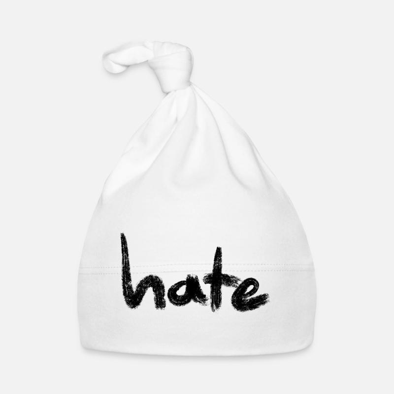 Hate Text Black Organic Baby Cap
