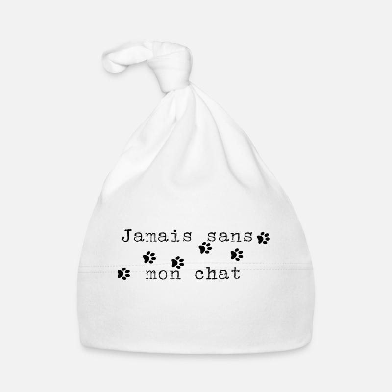 Jamais sans mon chat - Bonnet bio Bébé - blanc