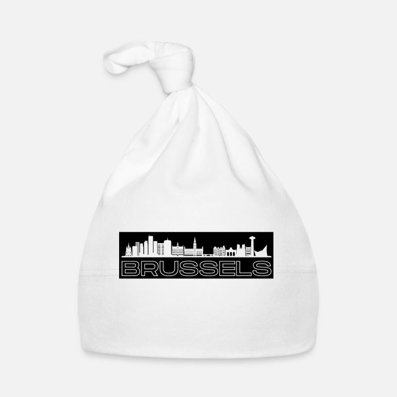 Brussels - mit Skyline - Baby Bio-Mütze - Weiß