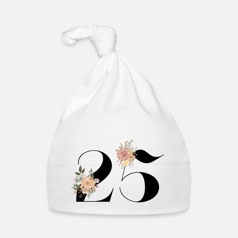 25e anniversaire fleuris (Cadeau de 25 ans) - Bonnet bio Bébé - blanc