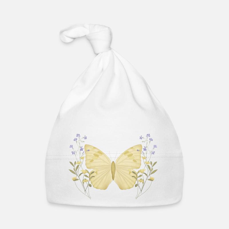 Papillon avec des fleurs Bonnet bio Bébé