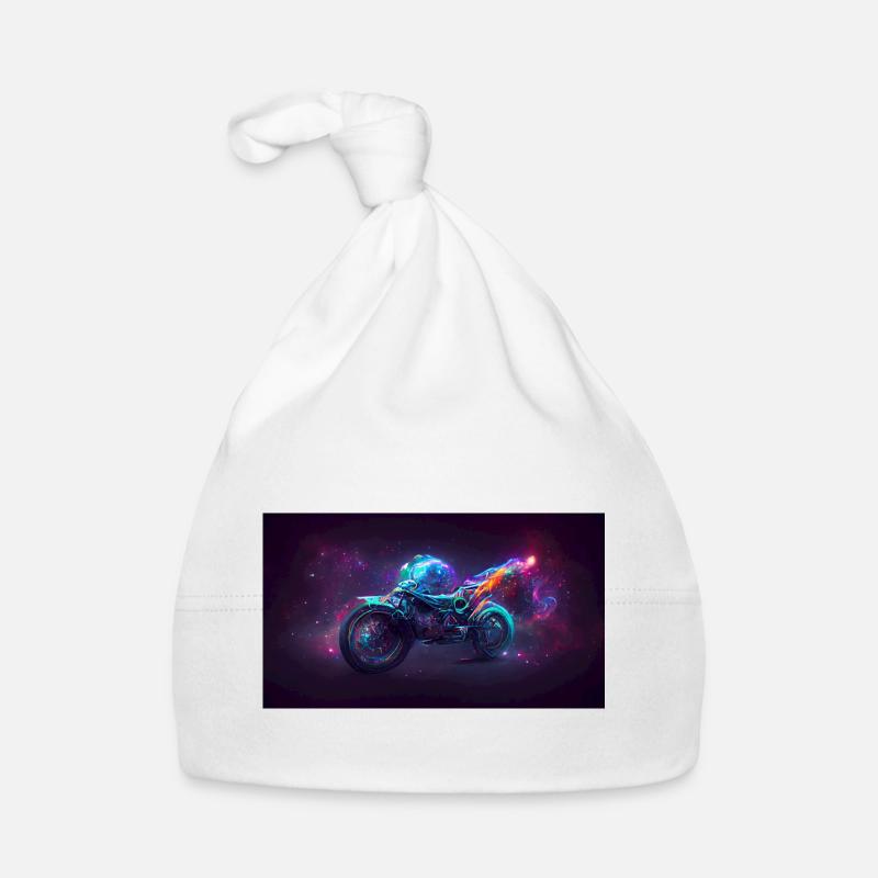 Moto spatiale - Bonnet bio Bébé - blanc