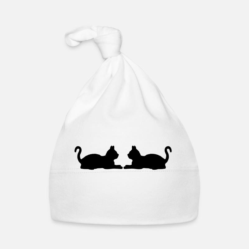 2 reclining cats silhouette Organic Baby Cap