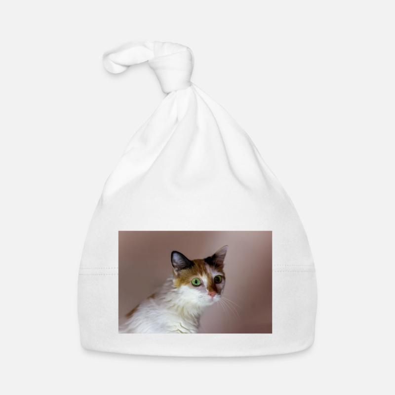 le chat au doux regard Bonnet bio Bébé