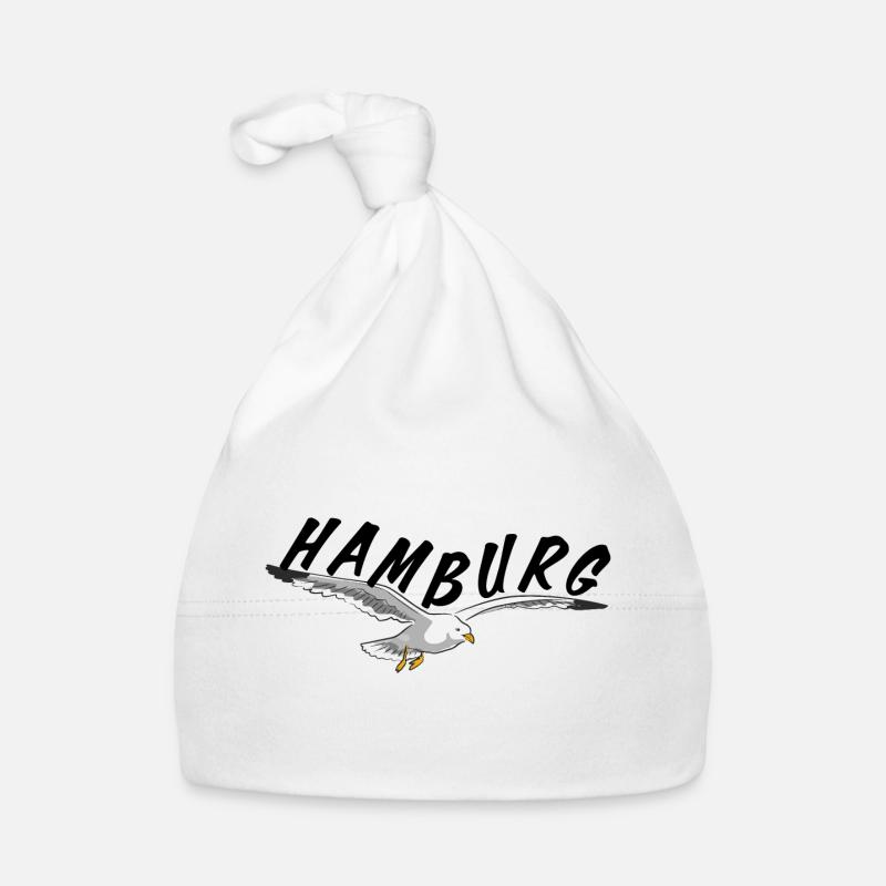 Hamburg over Seagull - black Organic Baby Cap
