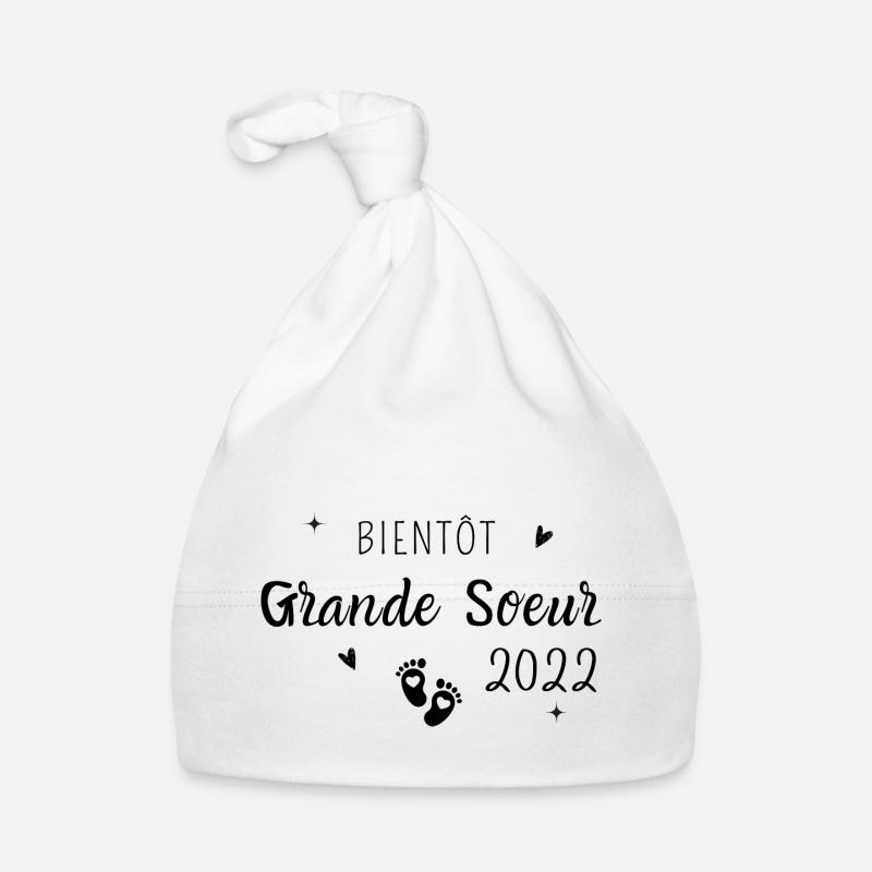 Bientôt grande sœur 2022 - Bonnet bio Bébé - blanc
