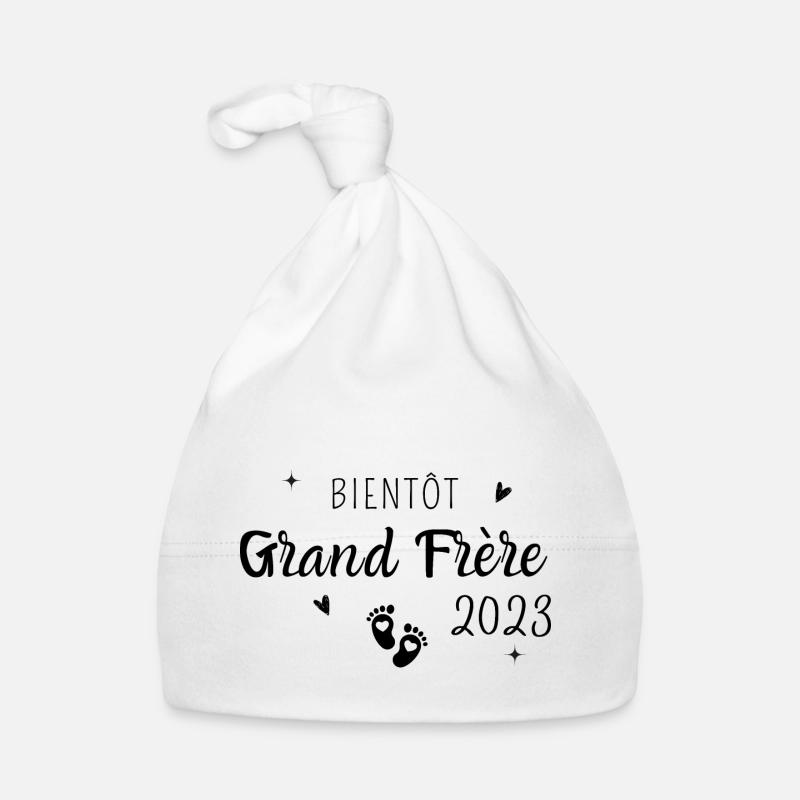 Bientôt grand frère 2023 - Bonnet bio Bébé - blanc