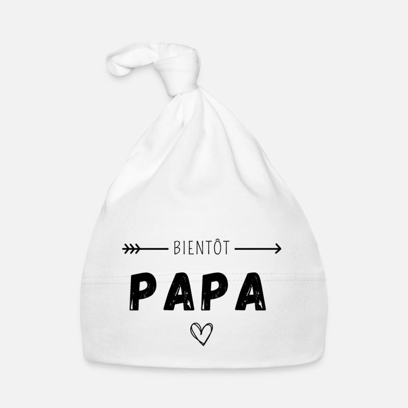 Bientôt papa - Bonnet bio Bébé - blanc