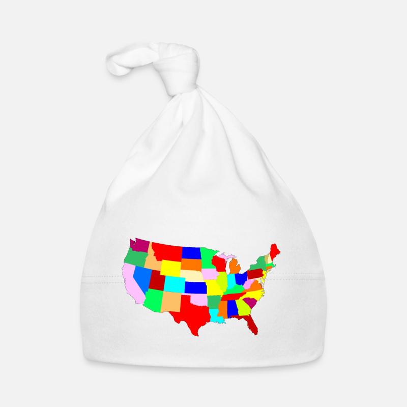 USA Patchwork Map Organic Baby Cap