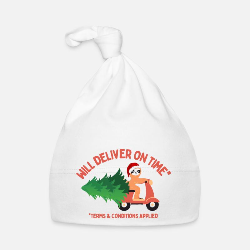 Sloth Will Deliver Christmas Tree On Time Organic Baby Cap