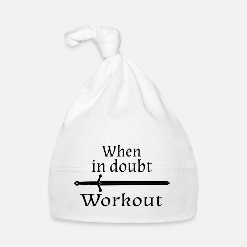 When in doubt work out motto black Organic Baby Cap