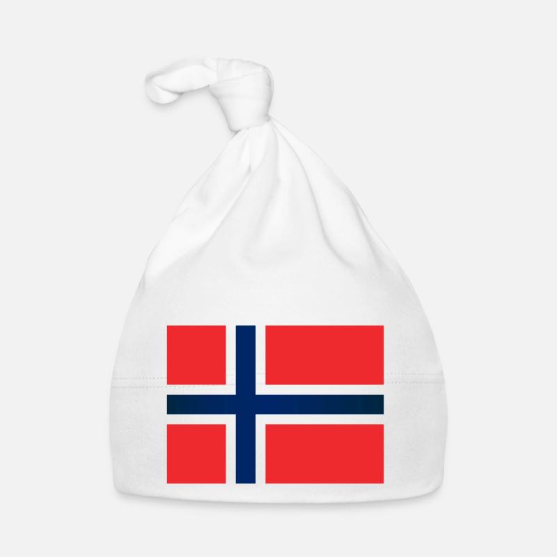 Le drapeau de la Norvège - Bonnet bio Bébé - blanc