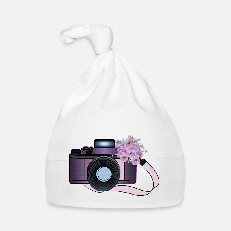CAMARA CON FLORES - Bonnet bio Bébé - blanc