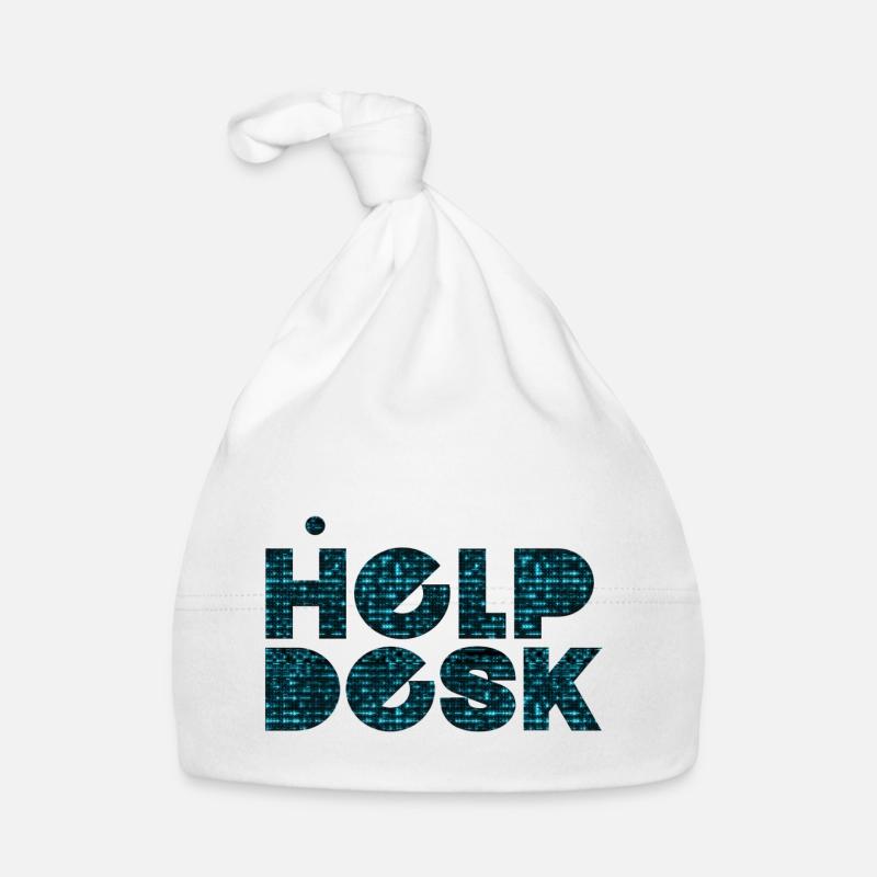 helpdesk support informatique geek ordinateur geek - Bonnet bio Bébé - blanc