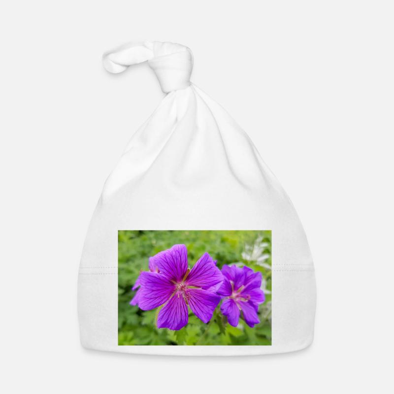 Geranium Brookside in tedesco Storchschnäbel Cappellino ecologico per neonato